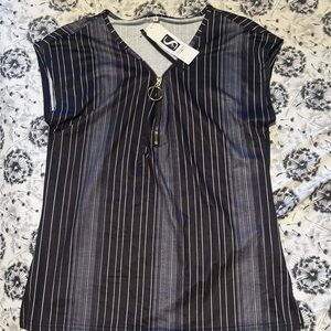 Saukole || NWT Black and White Striped Zipper Top (M)